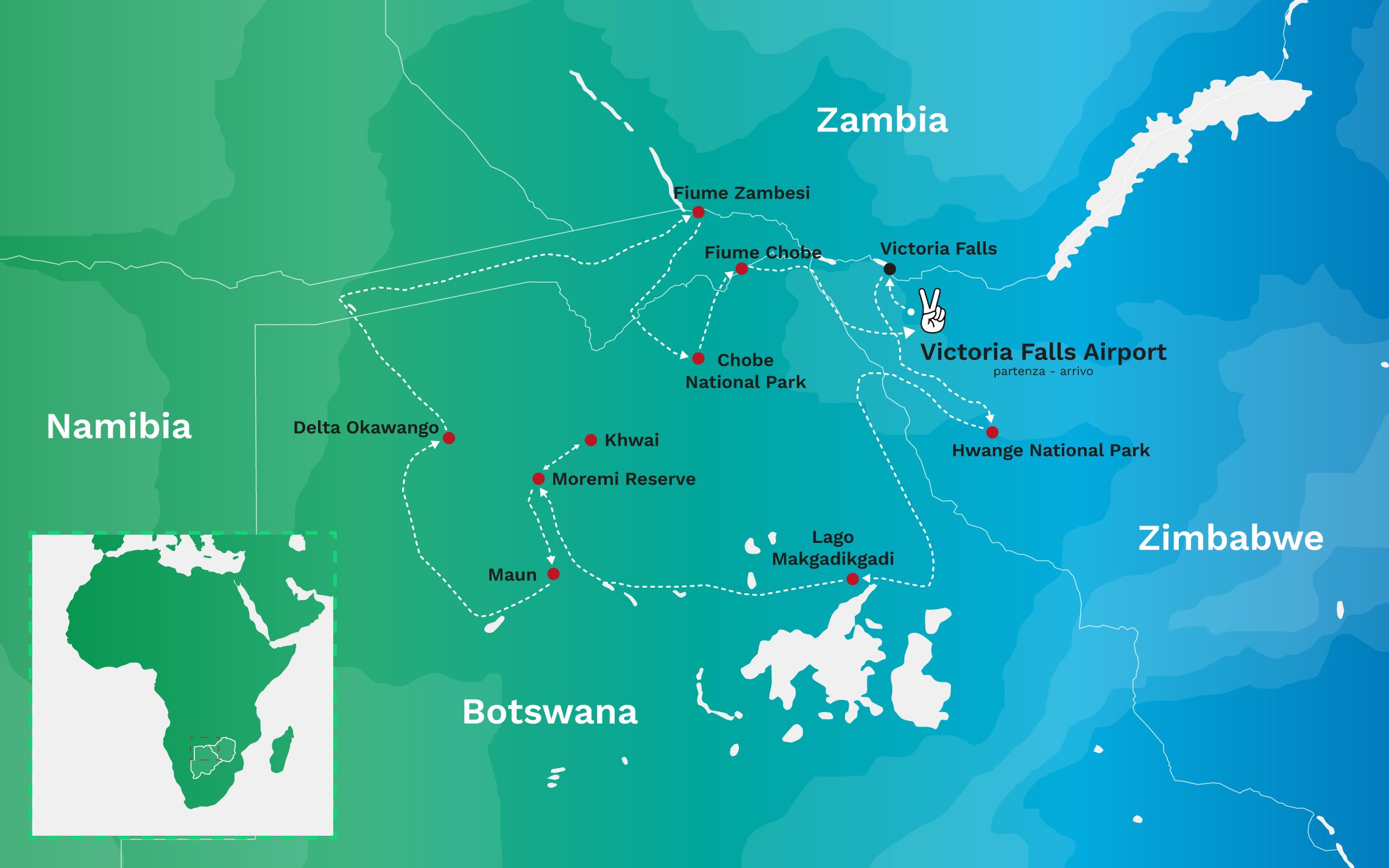 Viaggio di gruppo Botswana, Zimbabwe e Victoria Falls